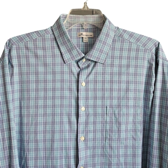 Peter Millar Mens Button Down Blue Pink Plaid Sz XXL - Picture 1 of 8